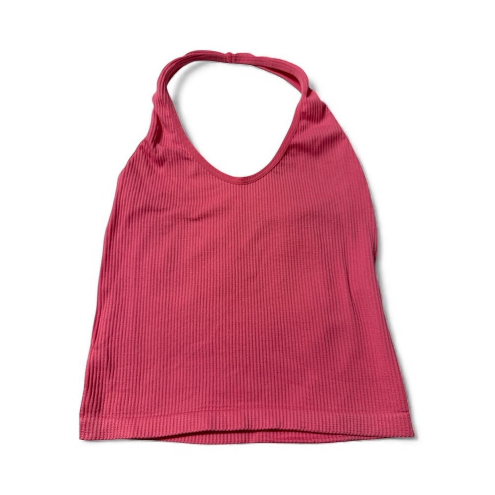 Pink Ribbed Halter Top